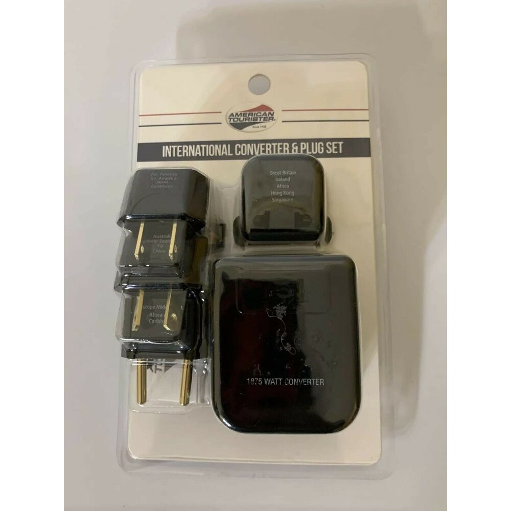 New American Tourister International Travel Converter and Plug‎ Set Black
